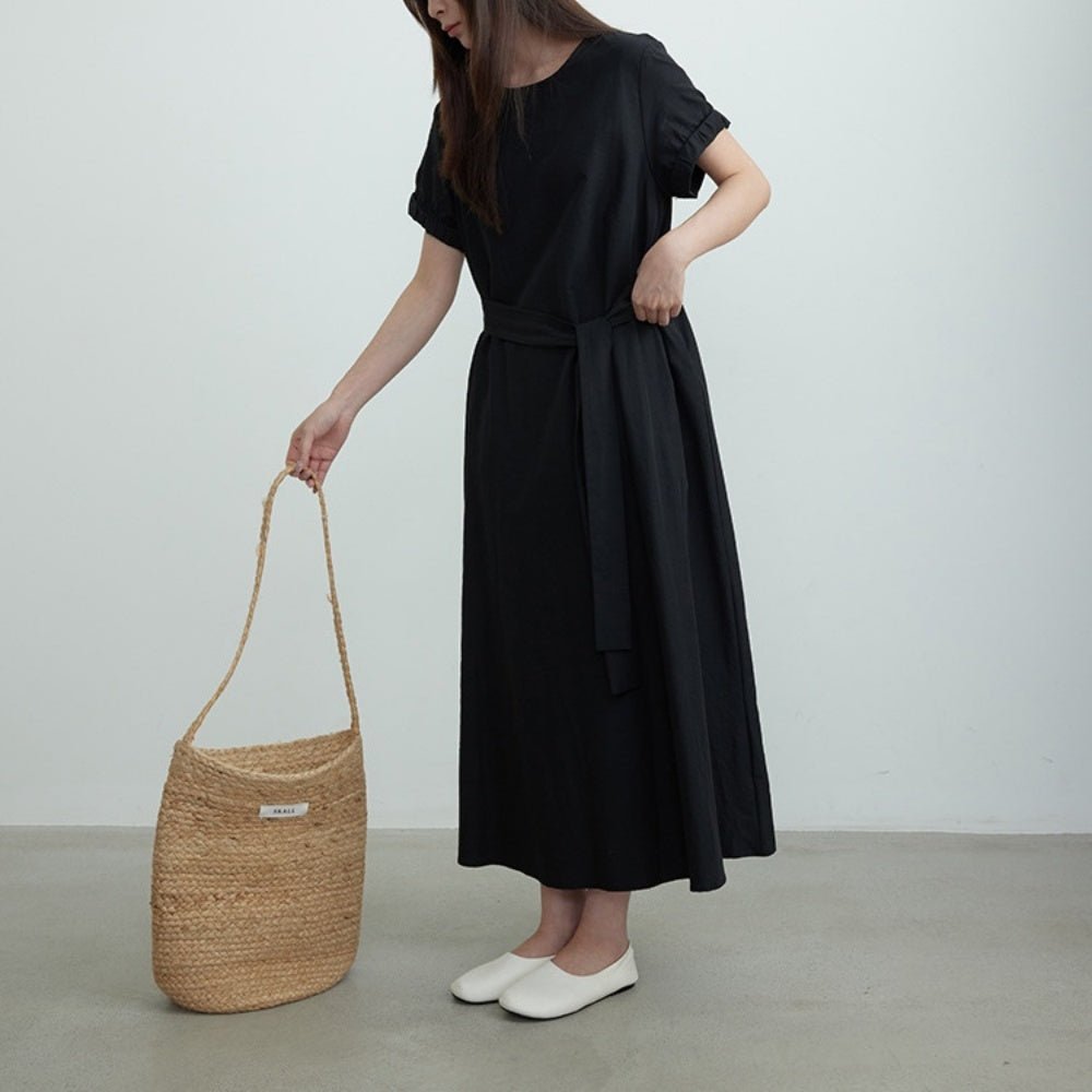 半袖ウエストマークAラインワンピース|オフィスカジュアル レディース 通販【ミレジェネ】