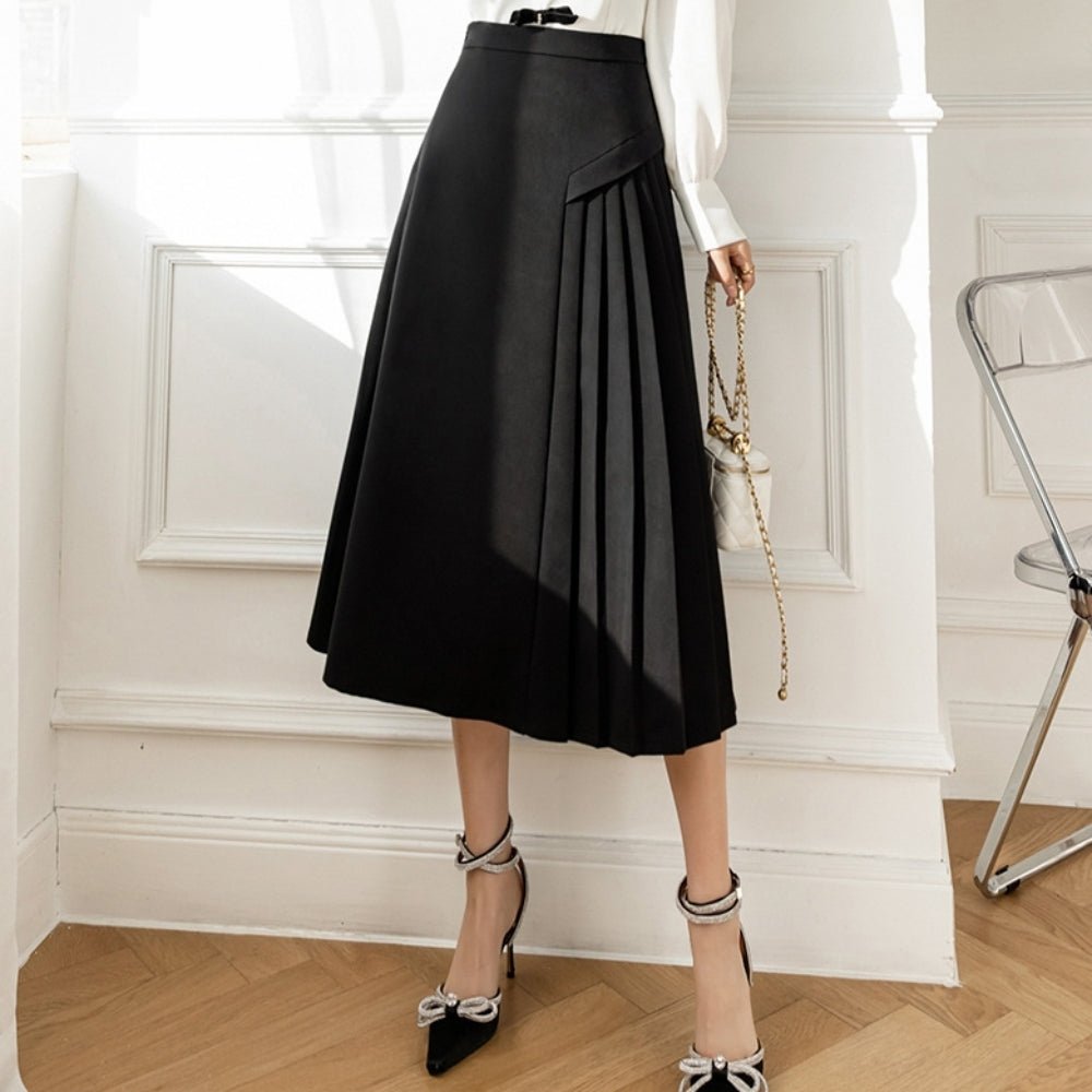 サイドプリーツAラインスカート|オフィスカジュアル レディース 通販【ミレジェネ】