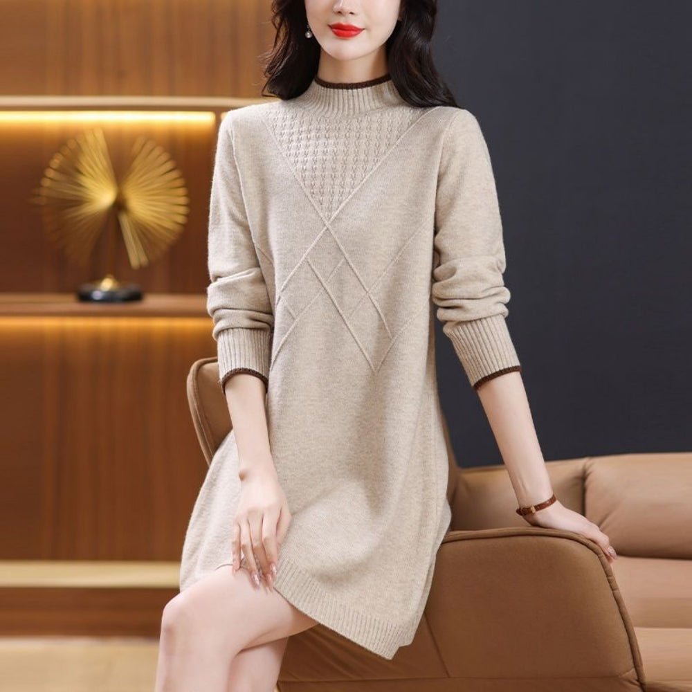 ハイネックAラインニットワンピース|オフィスカジュアル レディース 通販【ミレジェネ】