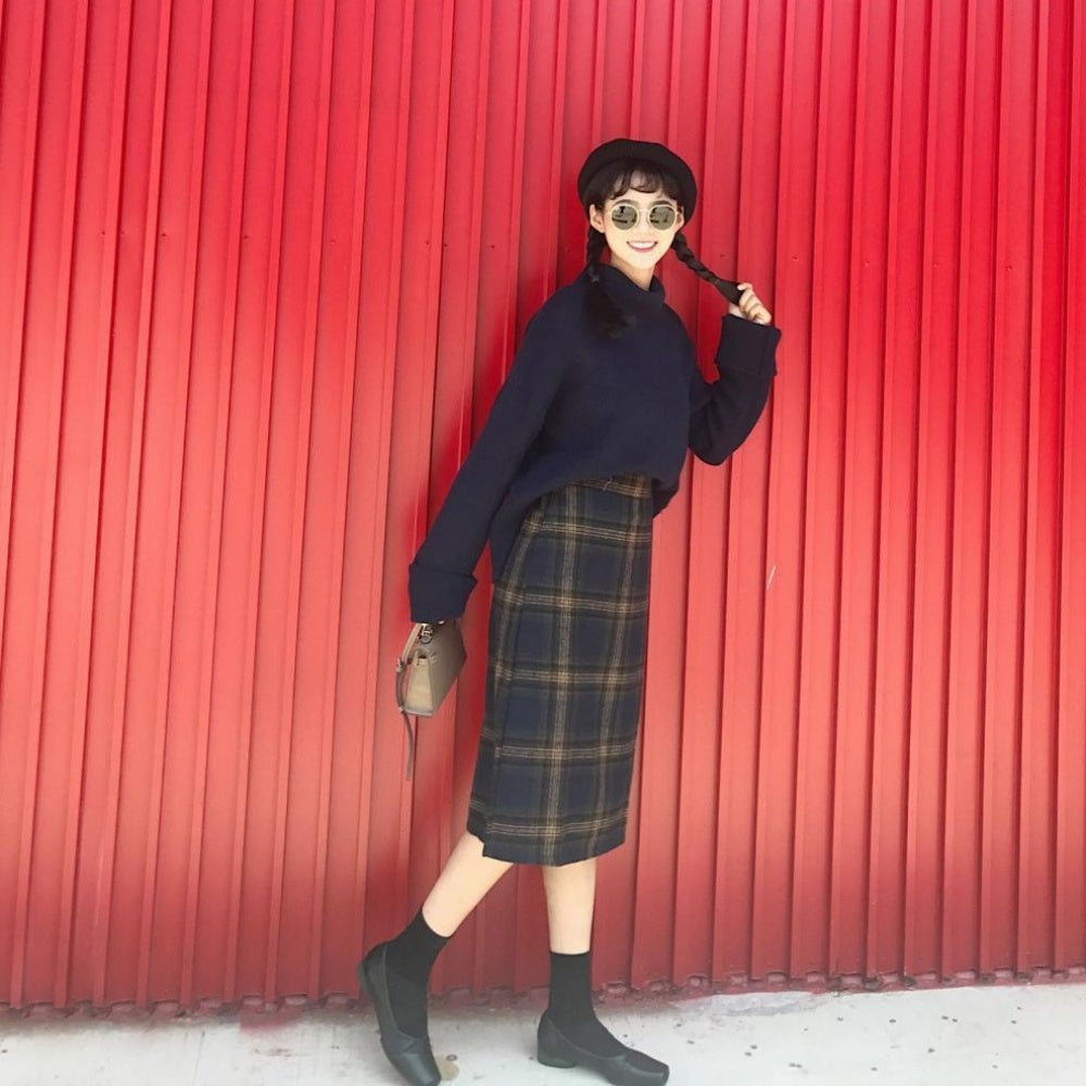 チェック柄Aラインミディスカート|オフィスカジュアル レディース 通販【ミレジェネ】