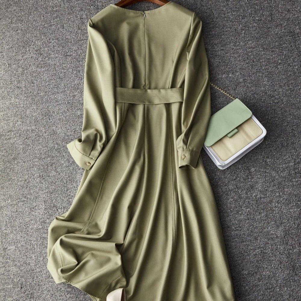 ウエストベルトAラインワンピース|オフィスカジュアル レディース 通販 Millennial Generation【ミレジェネ】