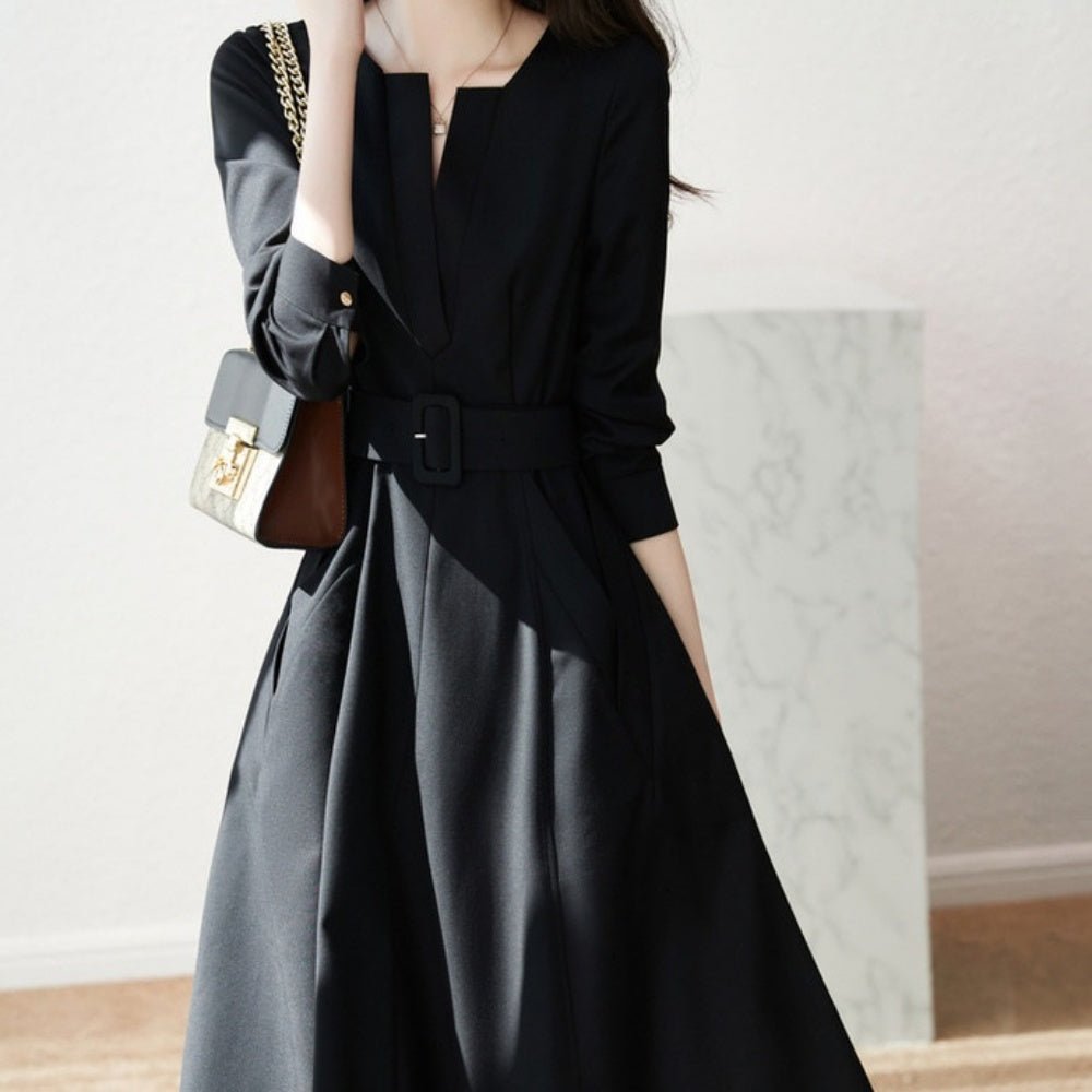 ウエストベルトAラインワンピース|オフィスカジュアル レディース 通販 Millennial Generation【ミレジェネ】