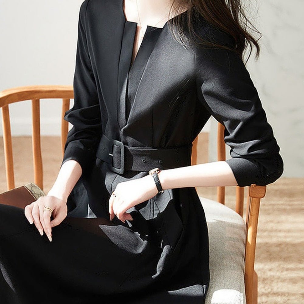 ウエストベルトAラインワンピース|オフィスカジュアル レディース 通販 Millennial Generation【ミレジェネ】