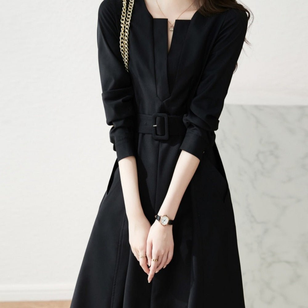 ウエストベルトAラインワンピース|オフィスカジュアル レディース 通販 Millennial Generation【ミレジェネ】