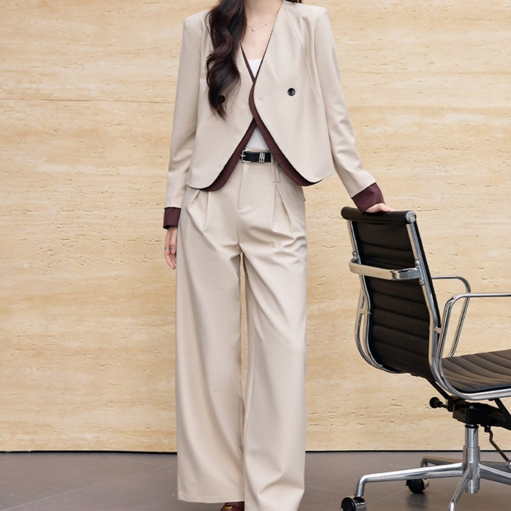 バイカラーJKワイドパンツセットアップ|オフィスカジュアル レディース 通販【ミレジェネ】