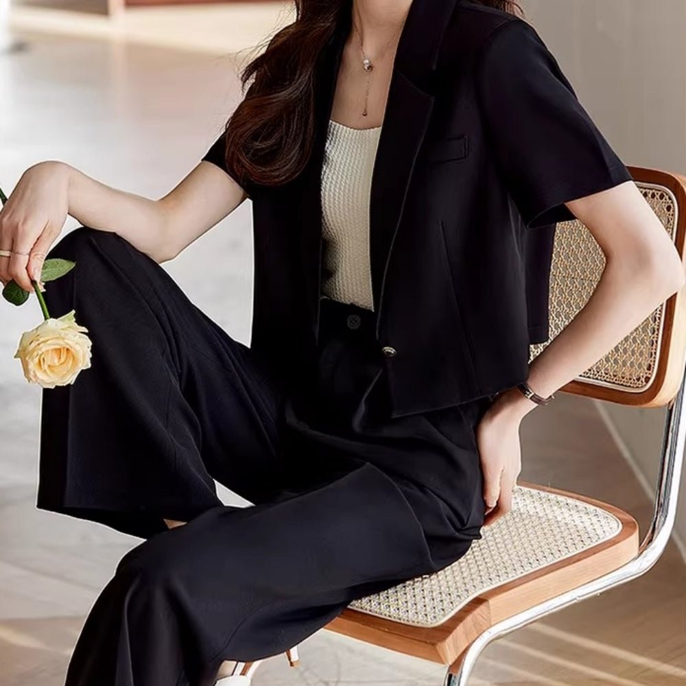 半袖クロップドJK+ストレートパンツ|オフィスカジュアル レディース 通販【ミレジェネ】