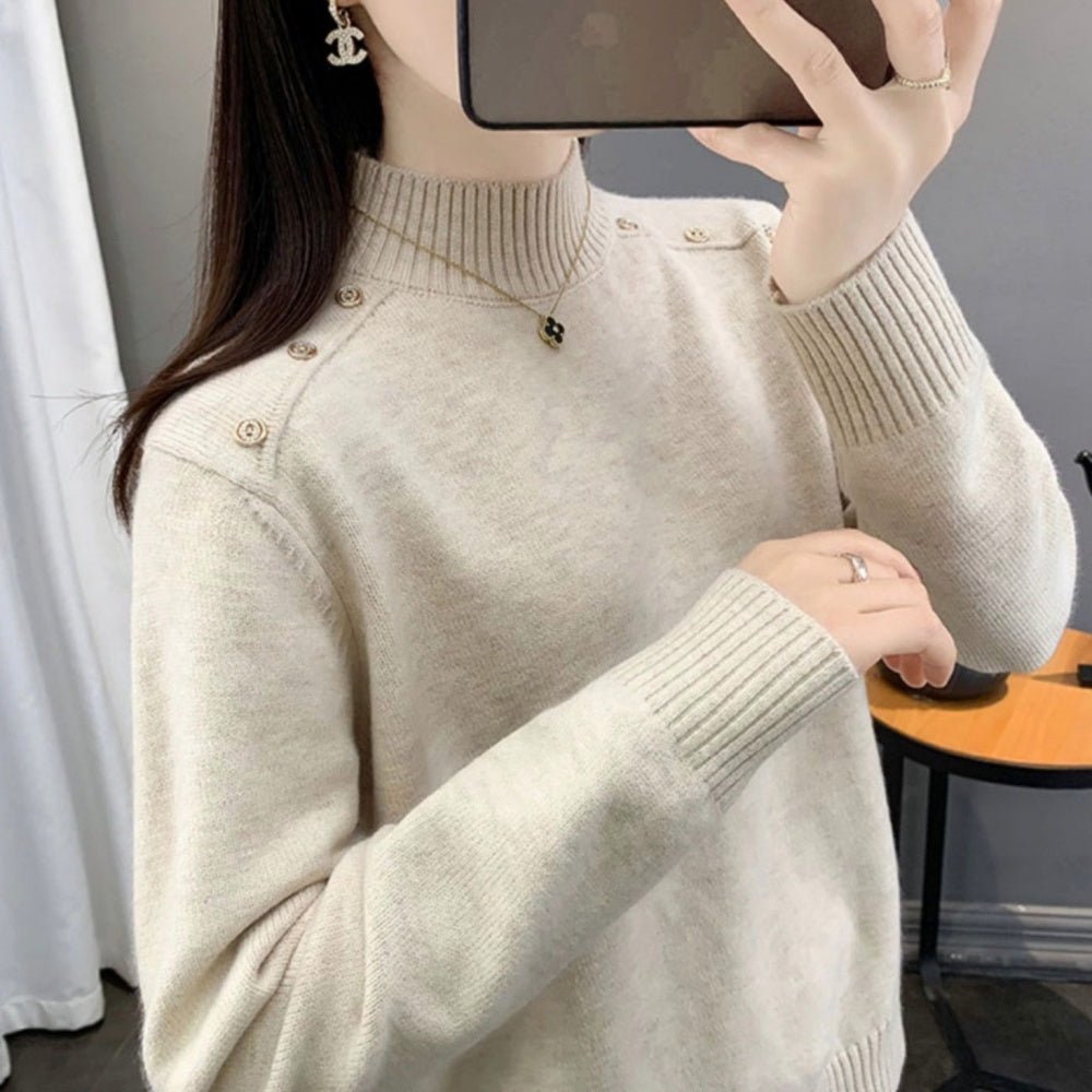 ショルダーボタンハイネックニットセーター|オフィスカジュアル レディース 通販 Millennial Generation【ミレジェネ】