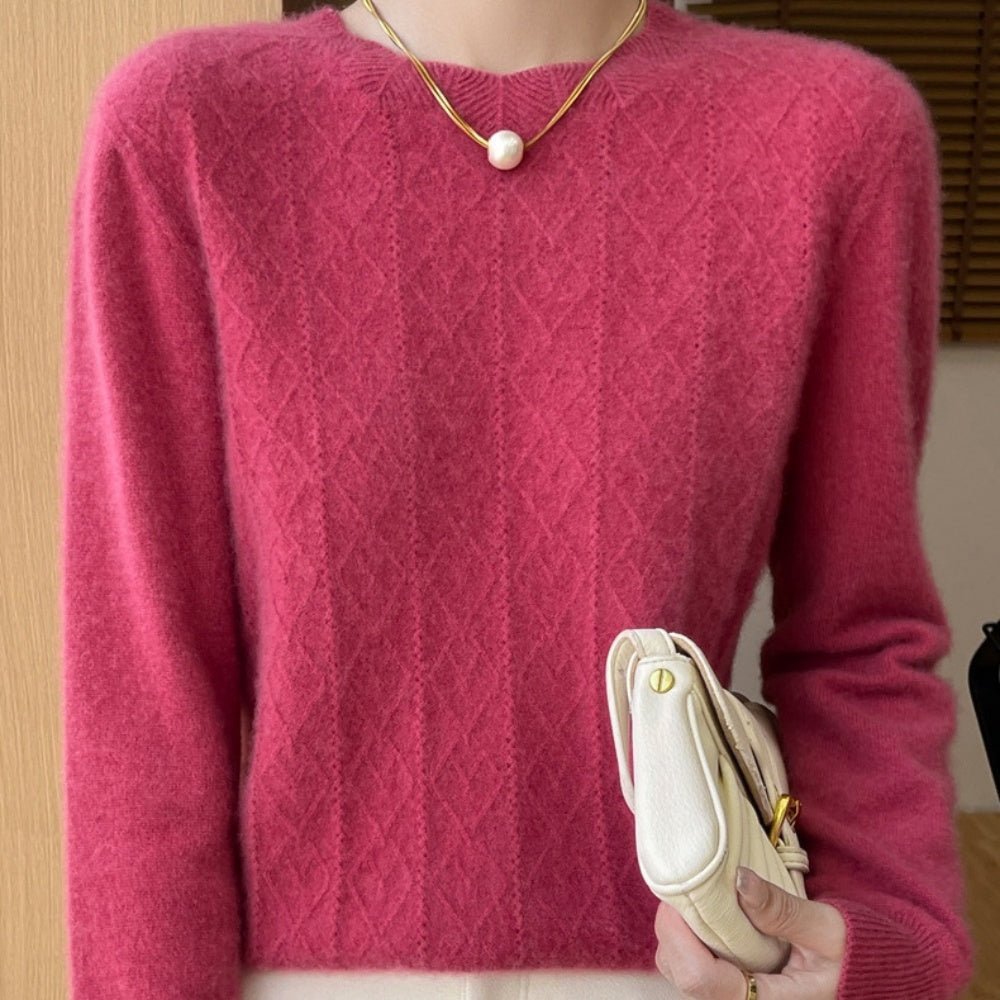 ラウンドネックダイヤ模様ニット|オフィスカジュアル レディース 通販【ミレジェネ】