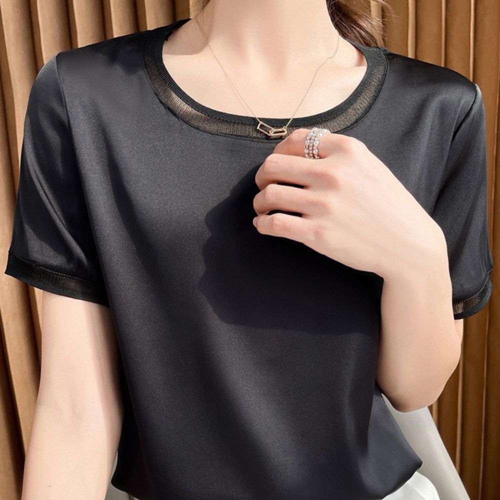 異素材切替サテントップス|オフィスカジュアル レディース 通販【ミレジェネ】