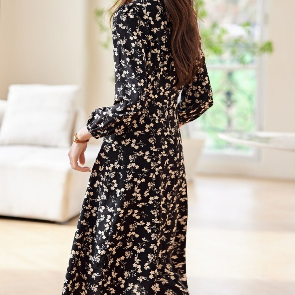 レトロ花柄シフォンワンピース|オフィスカジュアル レディース 通販 Millennial Generation【ミレジェネ】