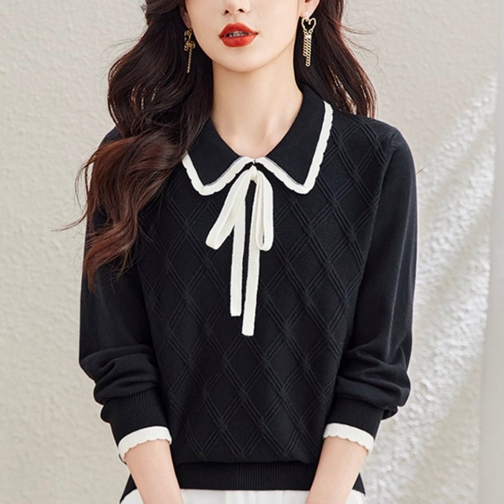 襟付きリボンニット|オフィスカジュアル レディース 通販【ミレジェネ】