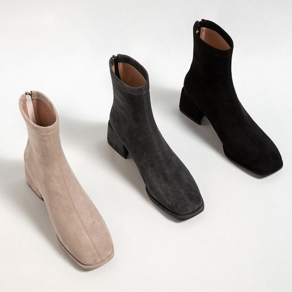 スクエアトゥチャンキーヒールブーツ|オフィスカジュアル レディース 通販【ミレジェネ】