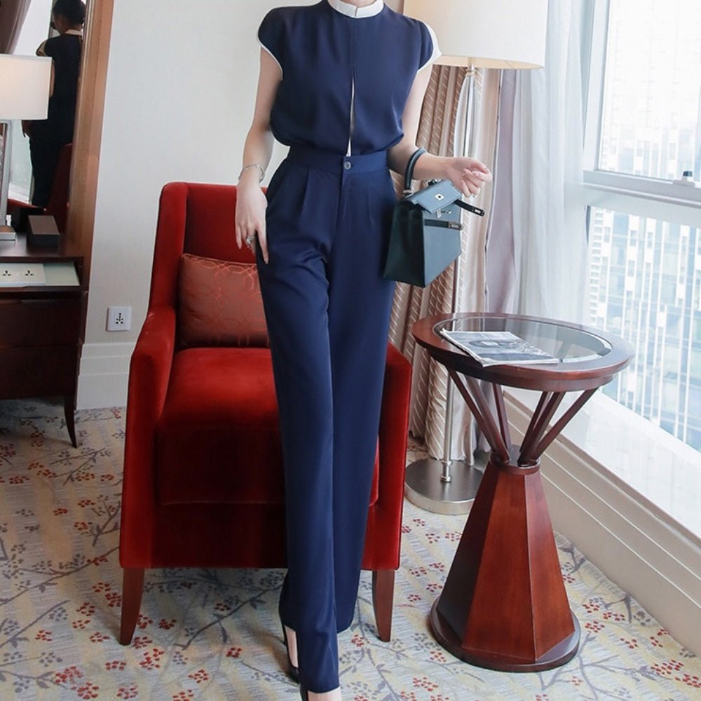 フレンチスリーブバイカラーセットアップ|オフィスカジュアル レディース 通販【ミレジェネ】