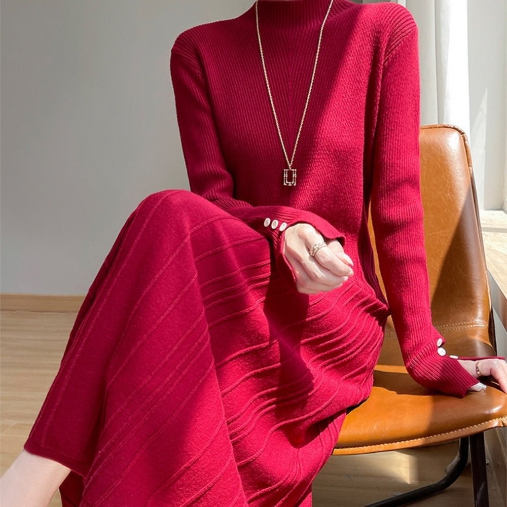 切り替えプリーツニットワンピース|オフィスカジュアル レディース 通販【ミレジェネ】