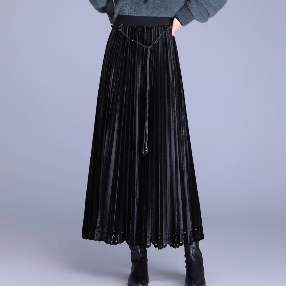 ベルベットプリーツロングスカート|オフィスカジュアル レディース 通販【ミレジェネ】