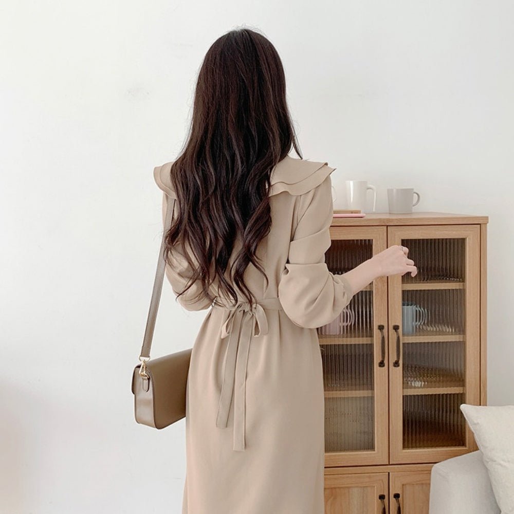 フリル襟フロントボタンワンピース|オフィスカジュアル レディース 通販【ミレジェネ】