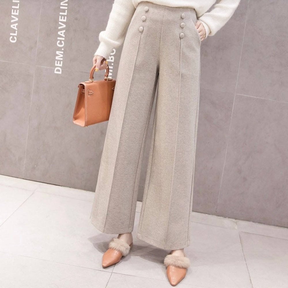 クルミボタンセンタープレスワイドパンツ|オフィスカジュアル レディース 通販 Millennial Generation【ミレジェネ】