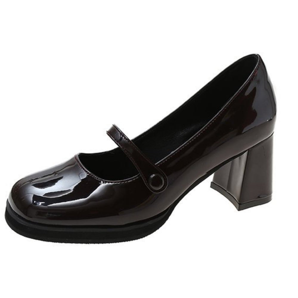 太ヒールエナメルストラップパンプス|オフィスカジュアル レディース 通販 Millennial Generation【ミレジェネ】