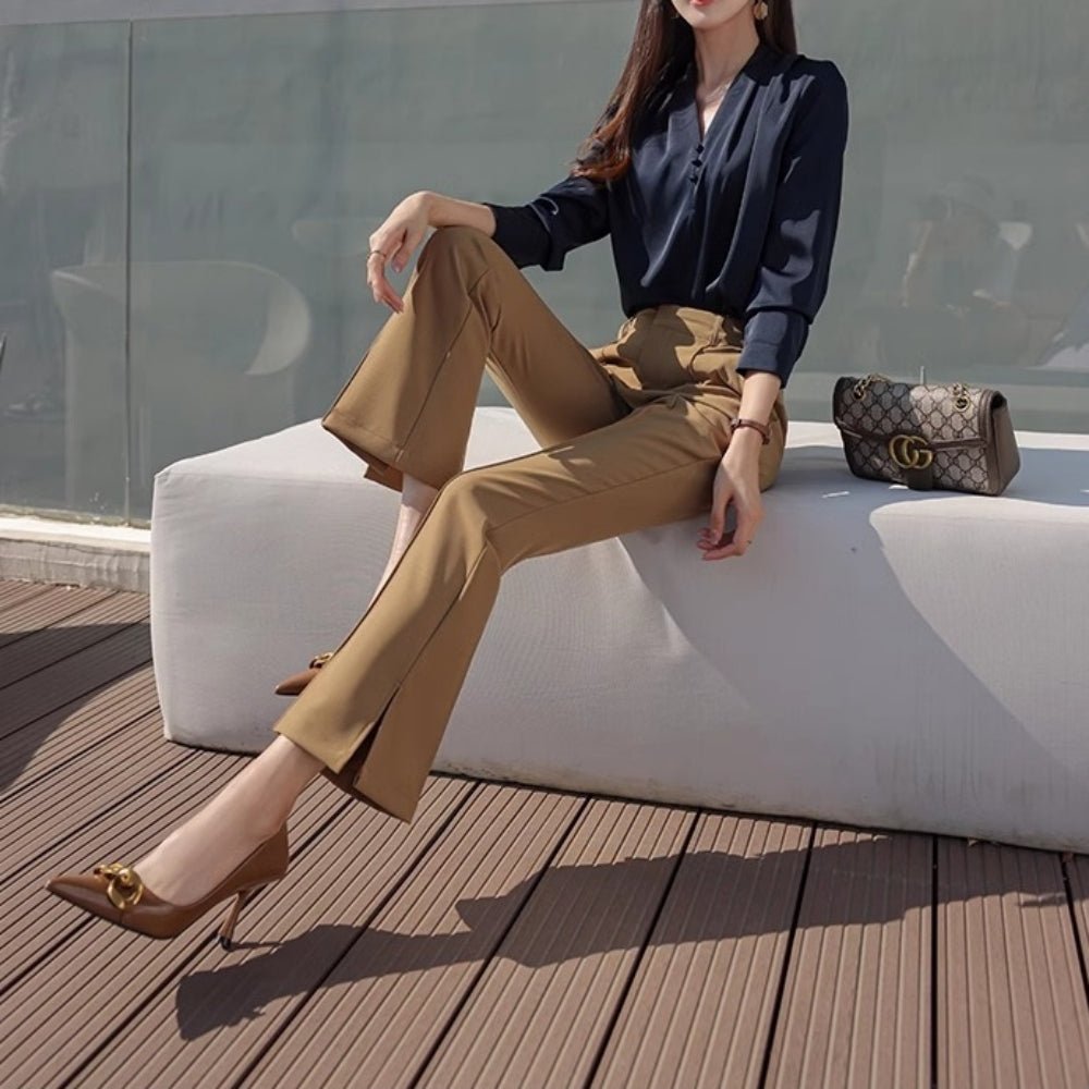 サイドスリット入りフレアパンツ|オフィスカジュアル レディース 通販【ミレジェネ】