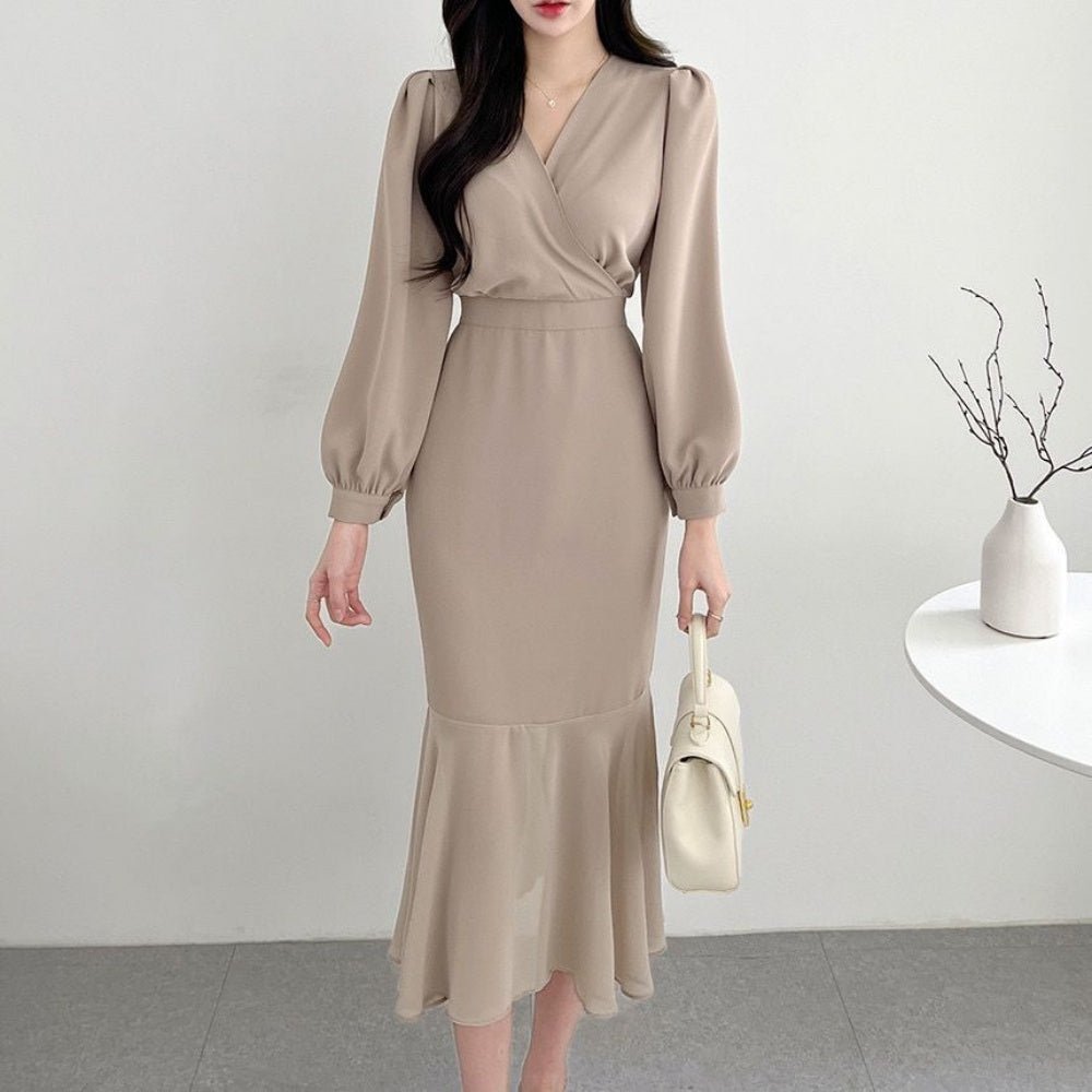 カシュクールマーメイドワンピース|オフィスカジュアル レディース 通販【ミレジェネ】