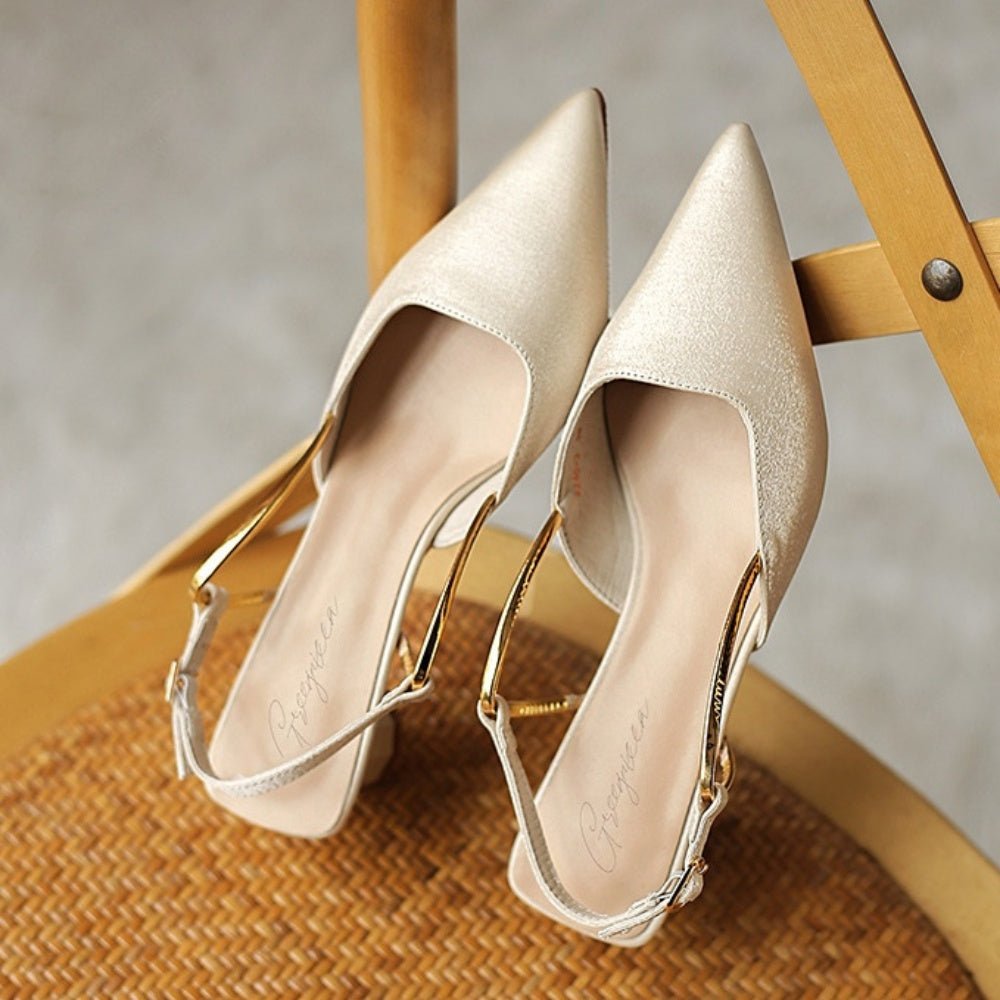 ヒールデザインゴールドモチーフパンプス|オフィスカジュアル レディース 通販【ミレジェネ】