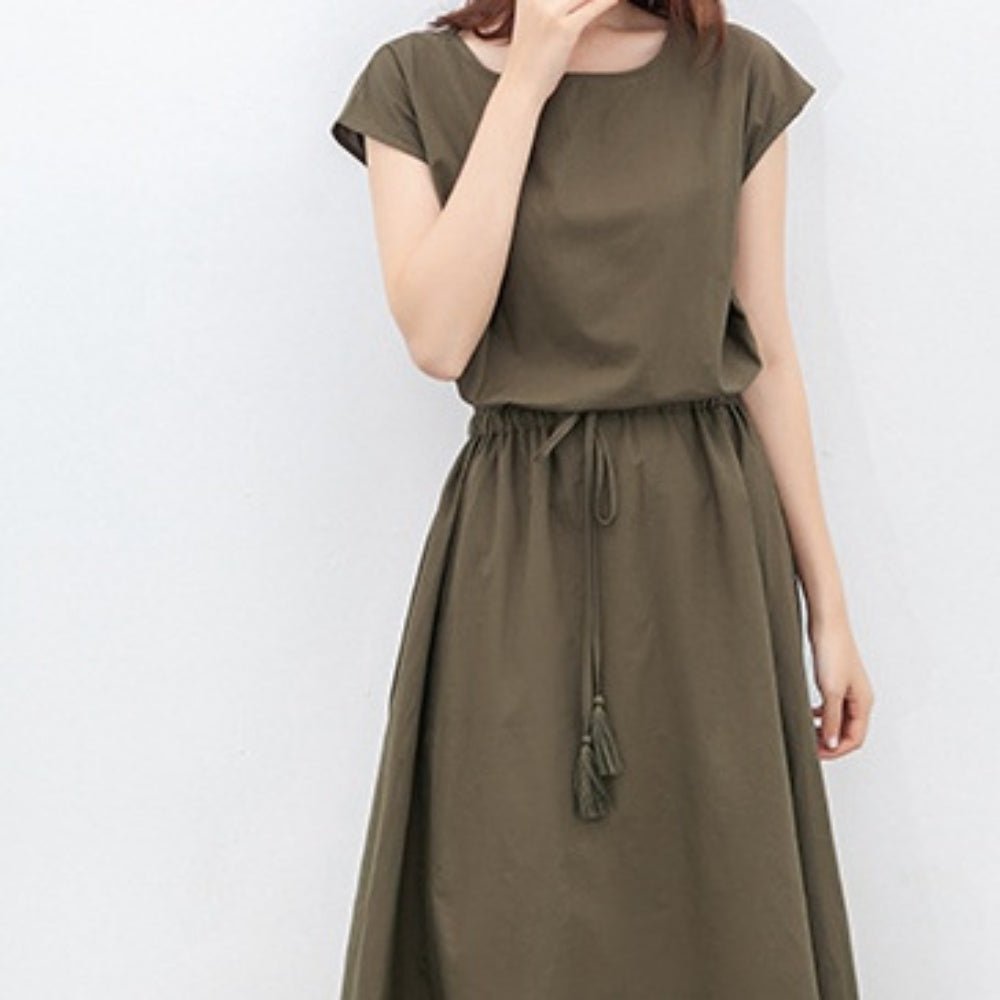 ウェストギャザースクエアネックワンピース|オフィスカジュアル レディース 通販【ミレジェネ】