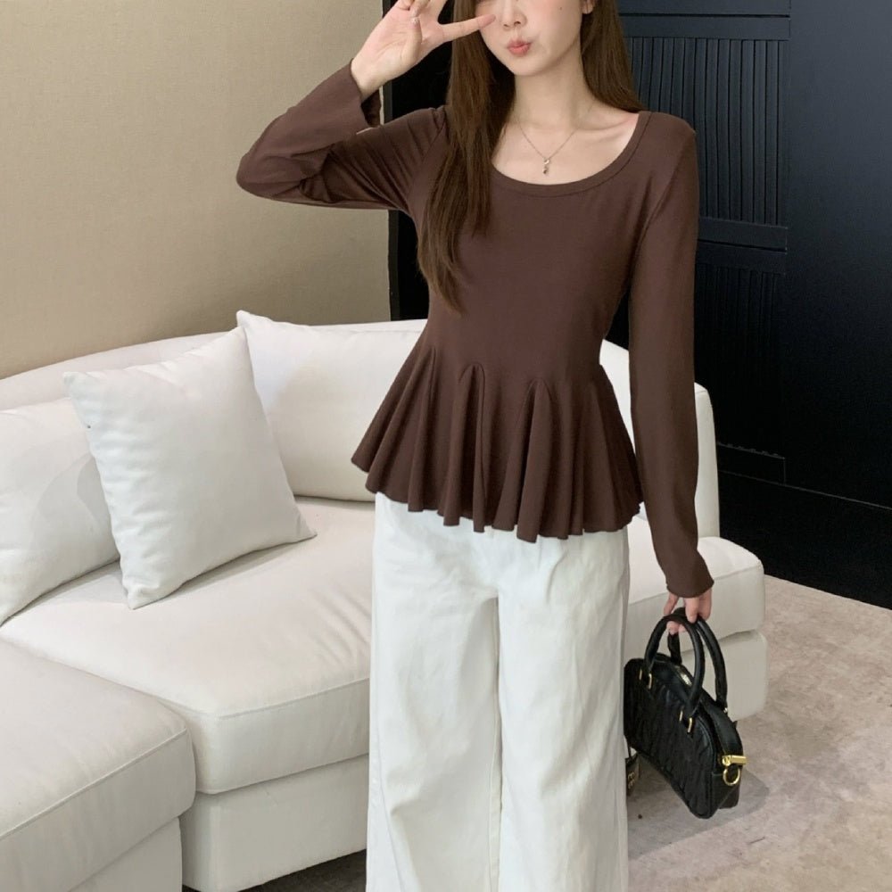 ペプラムリブカットソートップス|オフィスカジュアル レディース 通販【ミレジェネ】