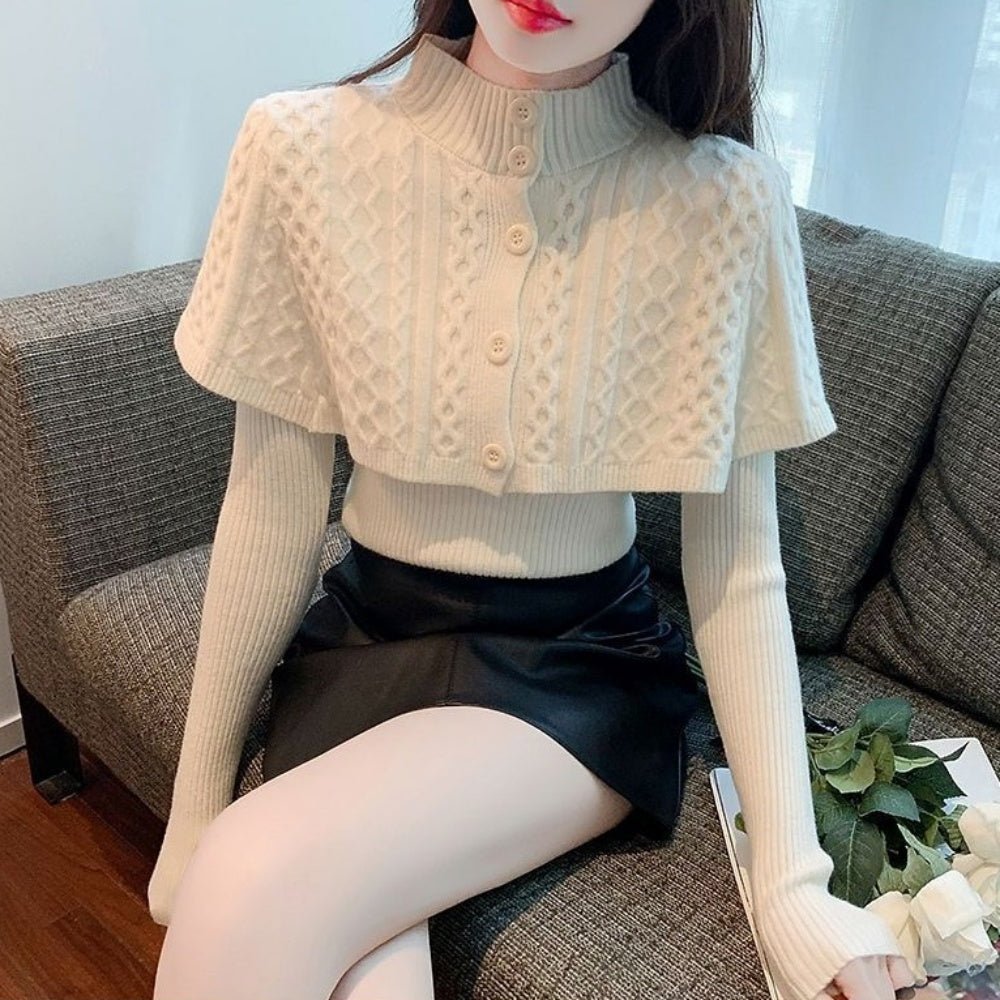 ケーブルニットケープアンサンブル|オフィスカジュアル レディース 通販【ミレジェネ】