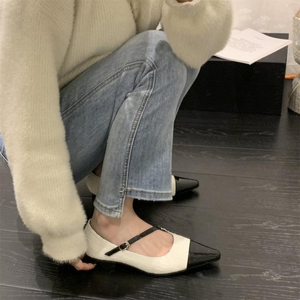 ポインテッドトゥ切り替えパンプス|オフィスカジュアル レディース 通販【ミレジェネ】