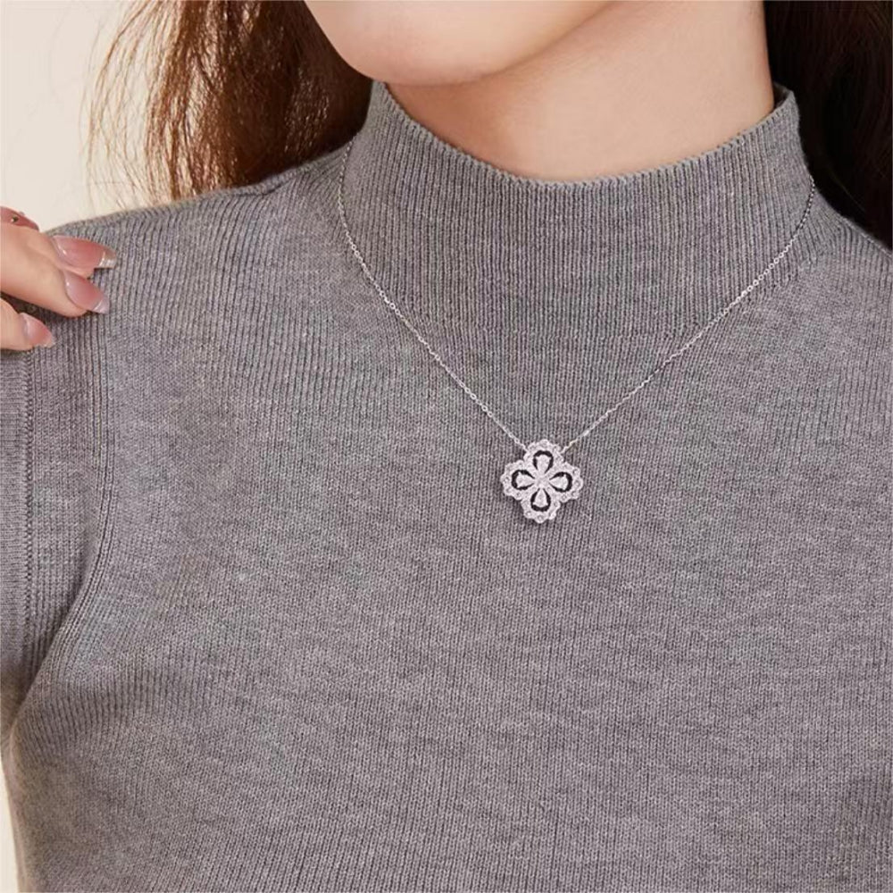 クローバーモチーフビジューネックレス|オフィスカジュアル レディース 通販【ミレジェネ】