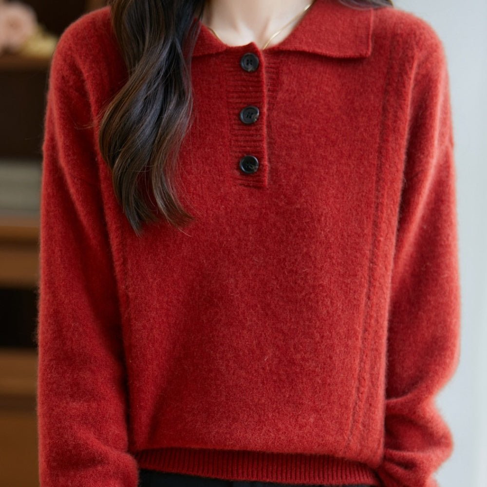 胸元ボタン襟付きニット|オフィスカジュアル レディース 通販【ミレジェネ】