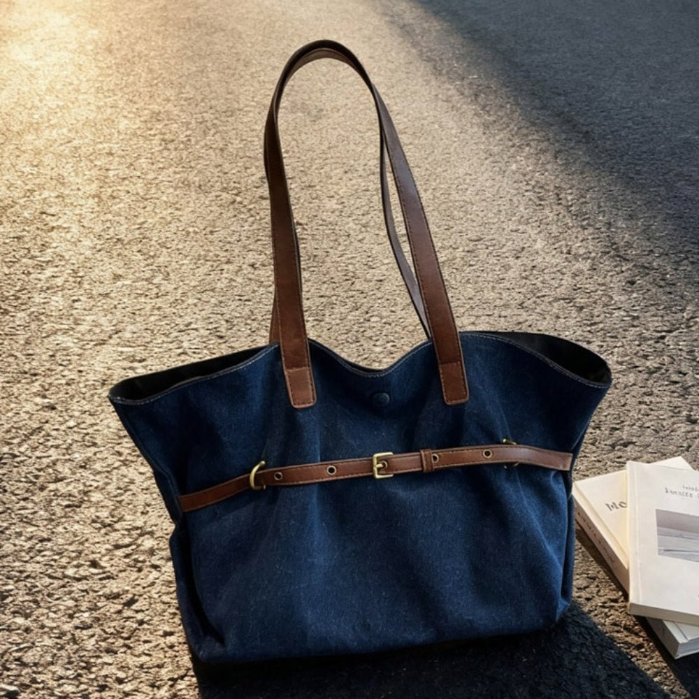 デニム地革ベルトトートショルダー|オフィスカジュアル レディース 通販【ミレジェネ】
