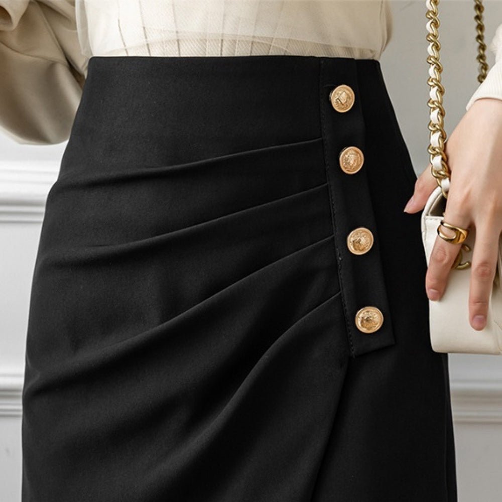 ボタンモチーフラップスカート|オフィスカジュアル レディース 通販【ミレジェネ】