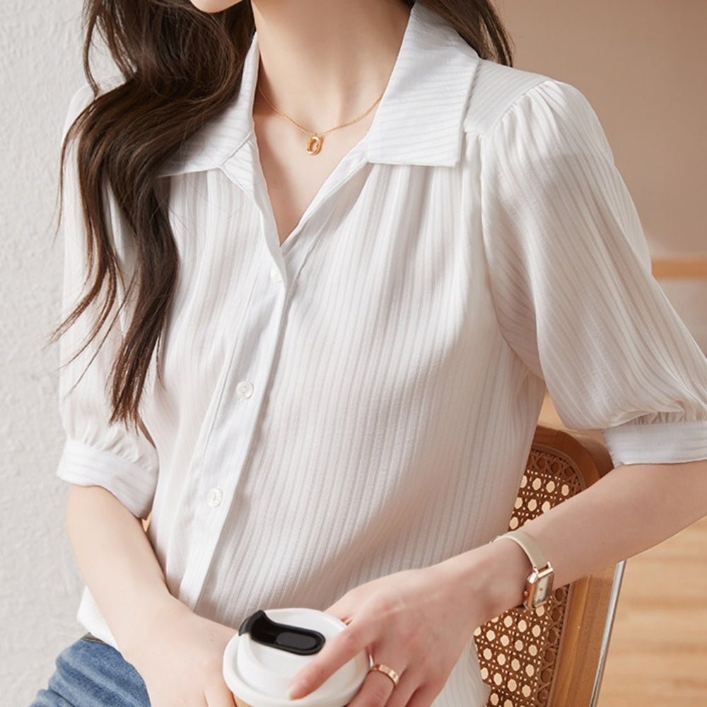スキッパー襟シフォンブラウス|オフィスカジュアル レディース 通販【ミレジェネ】