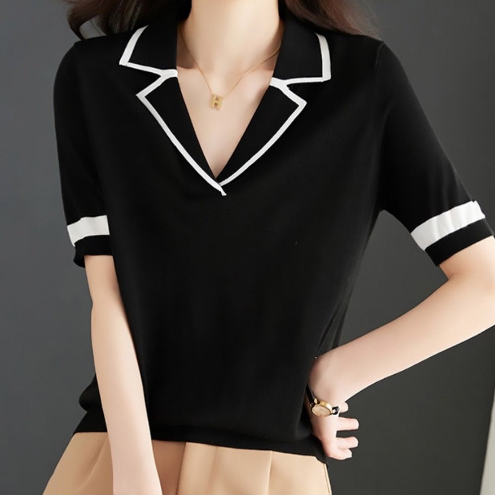 ポロニット配色トップス|オフィスカジュアル レディース 通販【ミレジェネ】