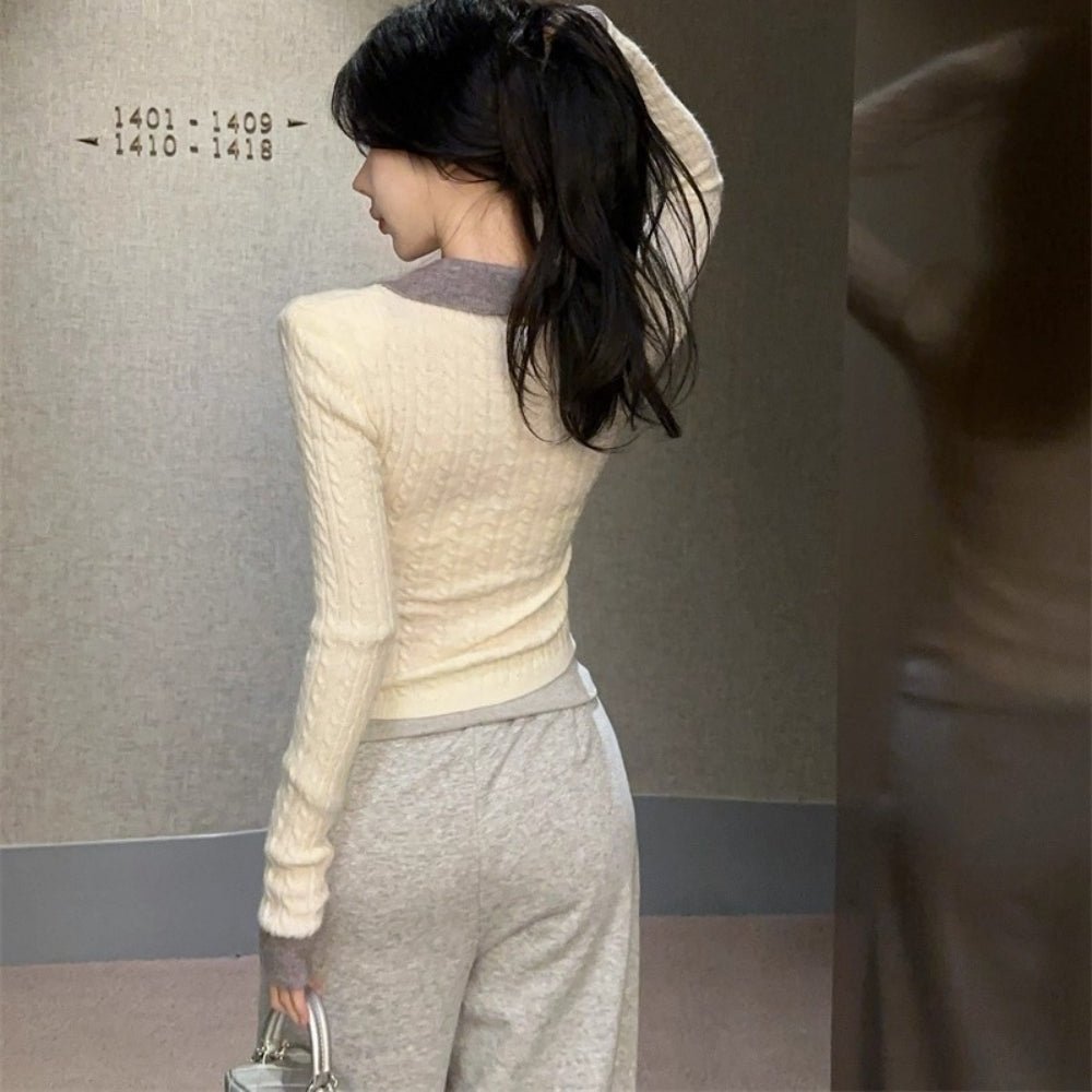 フェイクツーピースケーブルニット|オフィスカジュアル レディース 通販【ミレジェネ】