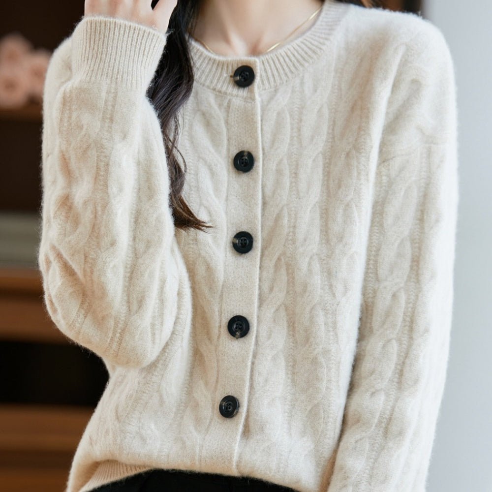ウールケーブルニットカーディガン|オフィスカジュアル レディース 通販【ミレジェネ】