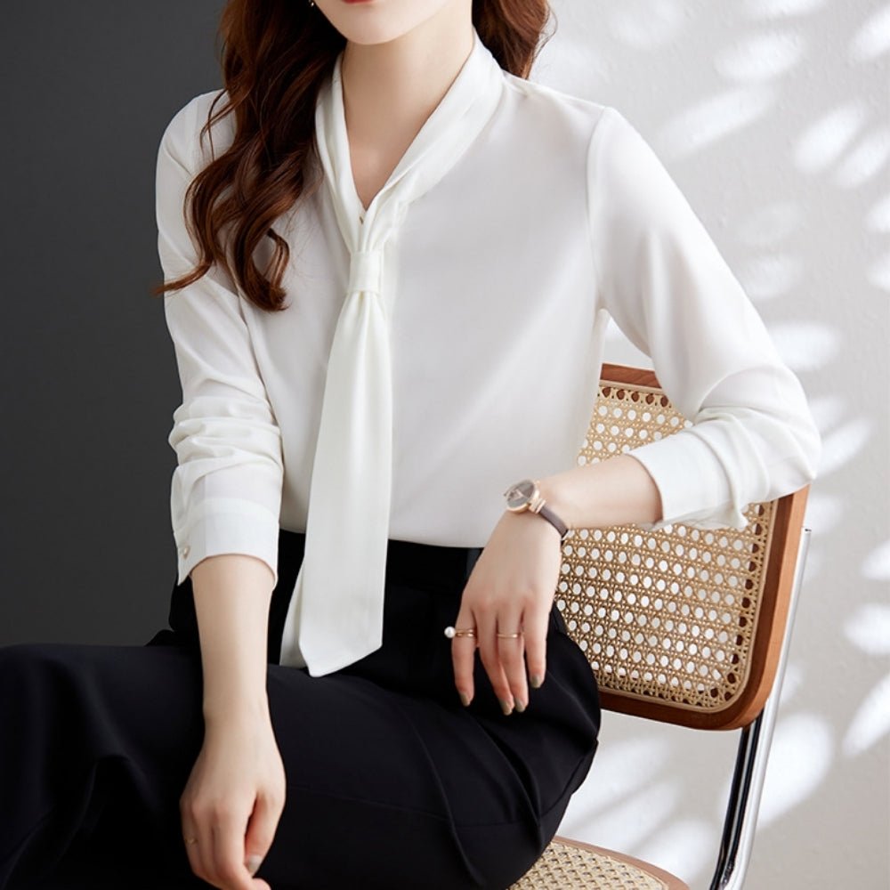 長袖ボウタイブラウス|オフィスカジュアル レディース 通販【ミレジェネ】