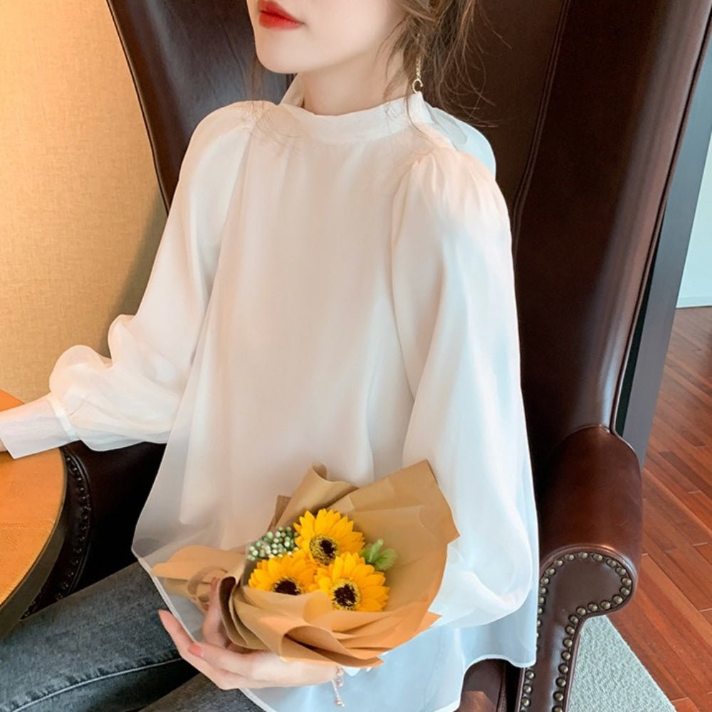 バックリボンシフォンフレアブラウス|オフィスカジュアル レディース 通販 Millennial Generation【ミレジェネ】