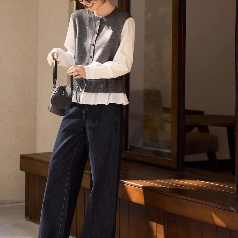 異素材ドッキングトップス|オフィスカジュアル レディース 通販【ミレジェネ】