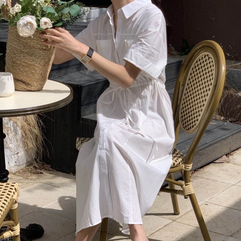 襟付き前ボタン半袖シャツワンピース|オフィスカジュアル レディース 通販 Millennial Generation【ミレジェネ】