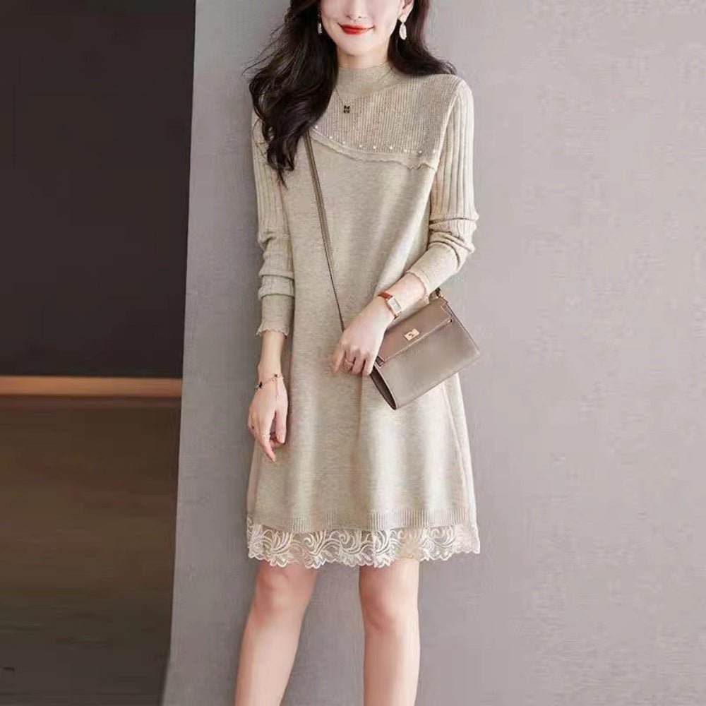 パール付きニットワンピース|オフィスカジュアル レディース 通販【ミレジェネ】