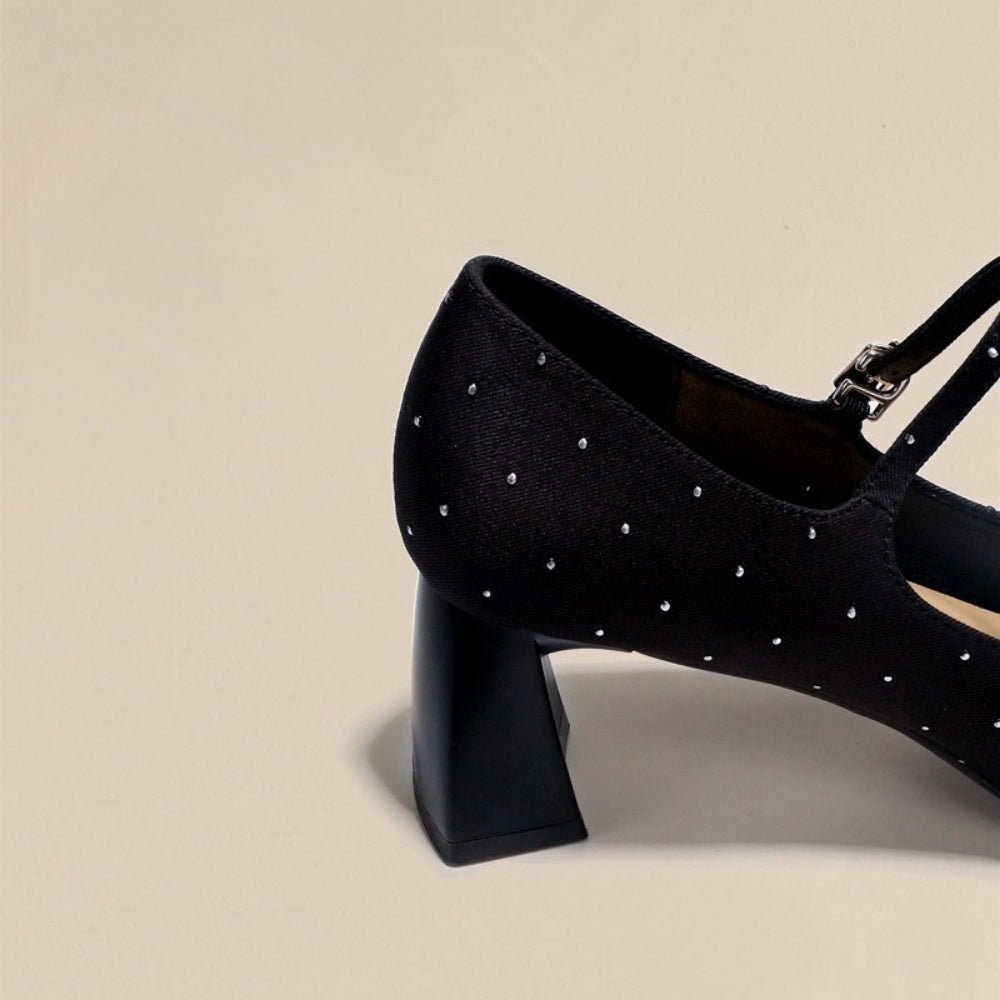 ラメドットスクエアトゥストラップパンプス|オフィスカジュアル レディース 通販【ミレジェネ】