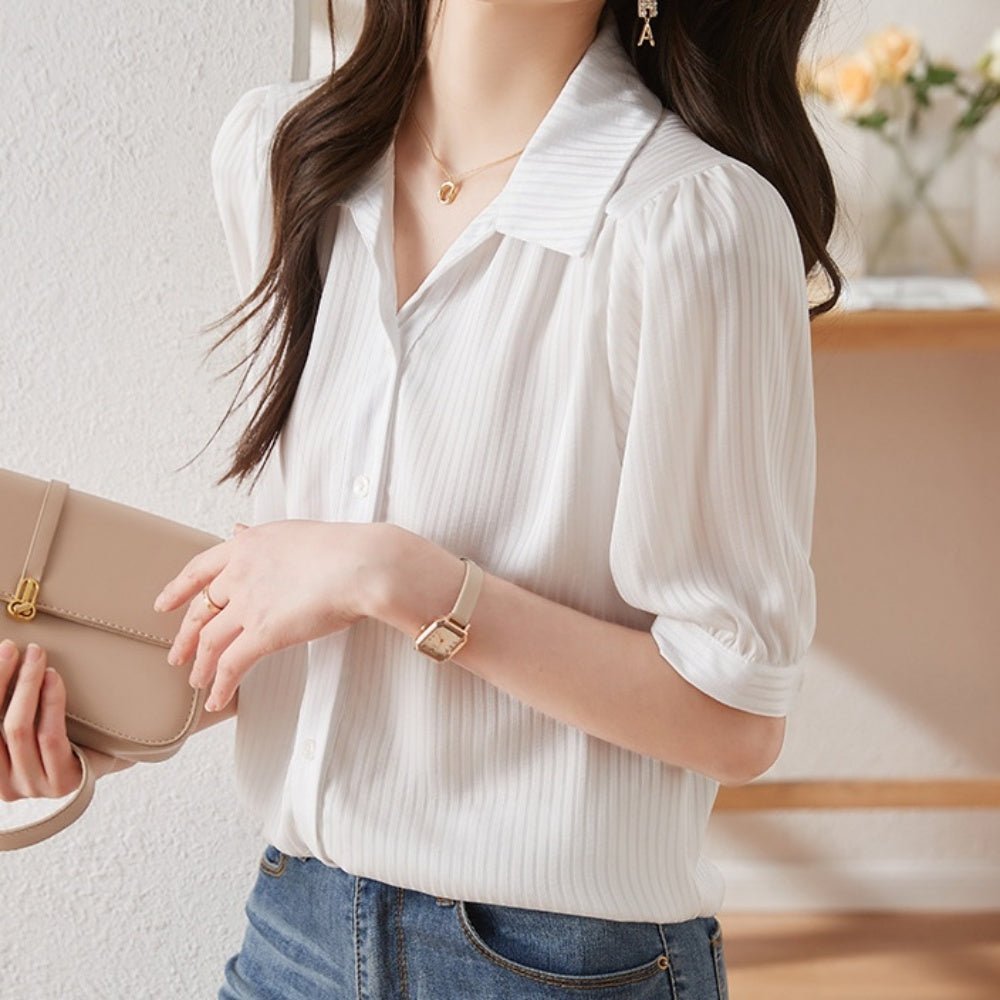 スキッパー襟シフォンブラウス|オフィスカジュアル レディース 通販【ミレジェネ】