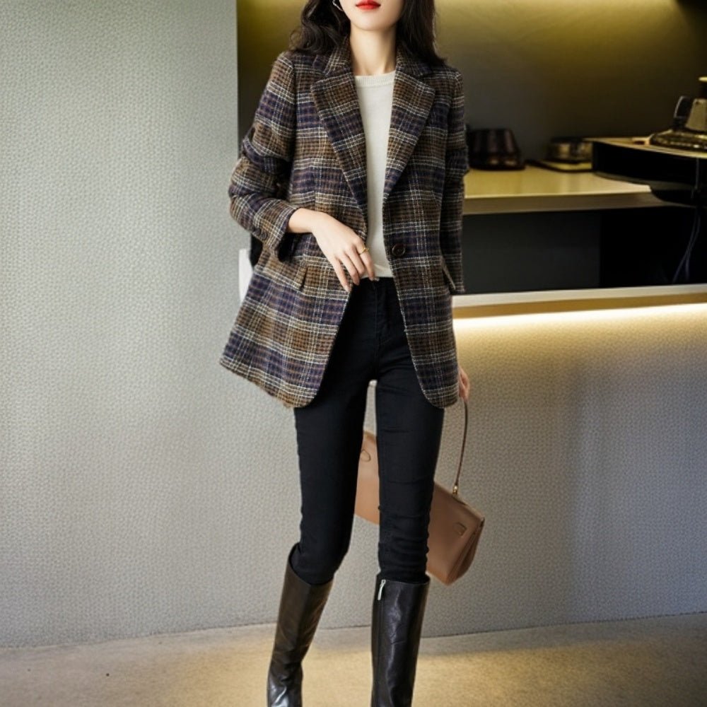 チェック柄テーラードジャケット|オフィスカジュアル レディース 通販 Millennial Generation【ミレジェネ】