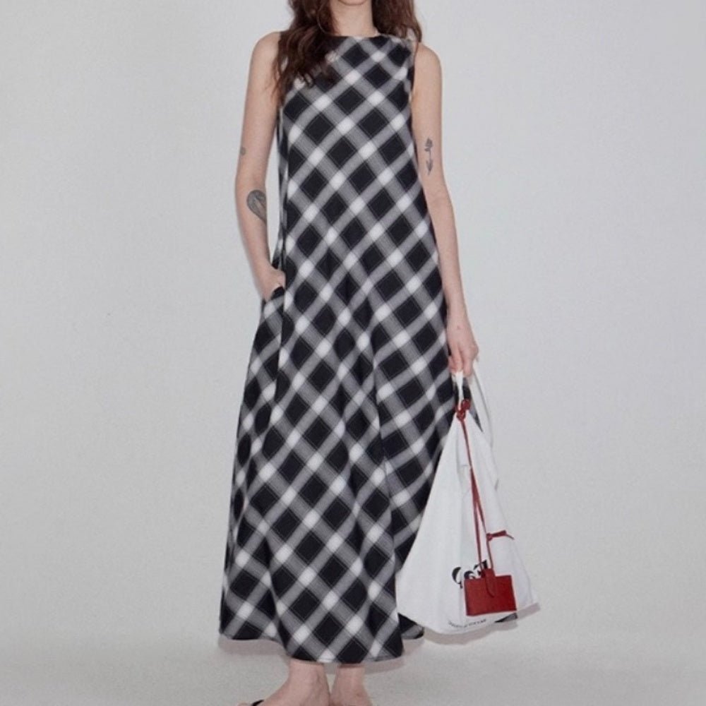 チェック柄リラックスワンピース|オフィスカジュアル レディース 通販【ミレジェネ】
