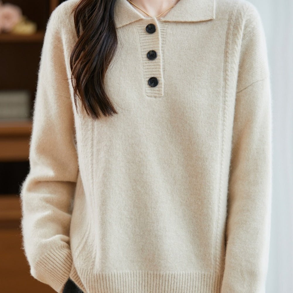 胸元ボタン襟付きニット|オフィスカジュアル レディース 通販【ミレジェネ】