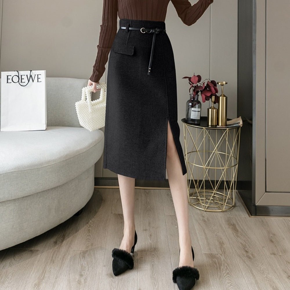 ハイウエストスリットひざ丈スカート|オフィスカジュアル レディース 通販【ミレジェネ】