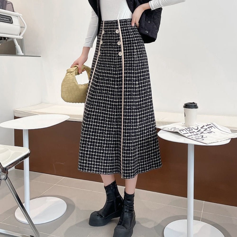 ライン入チェックスカート|オフィスカジュアル レディース 通販【ミレジェネ】
