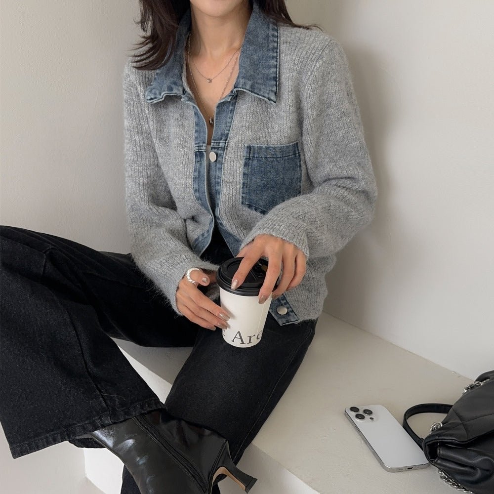 ニットデニム切替カーディガン|オフィスカジュアル レディース 通販【ミレジェネ】